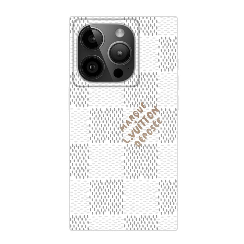 Πολυτελής Μαύρη<lAMP>Λευκή τετράγωνη θήκη iPhone