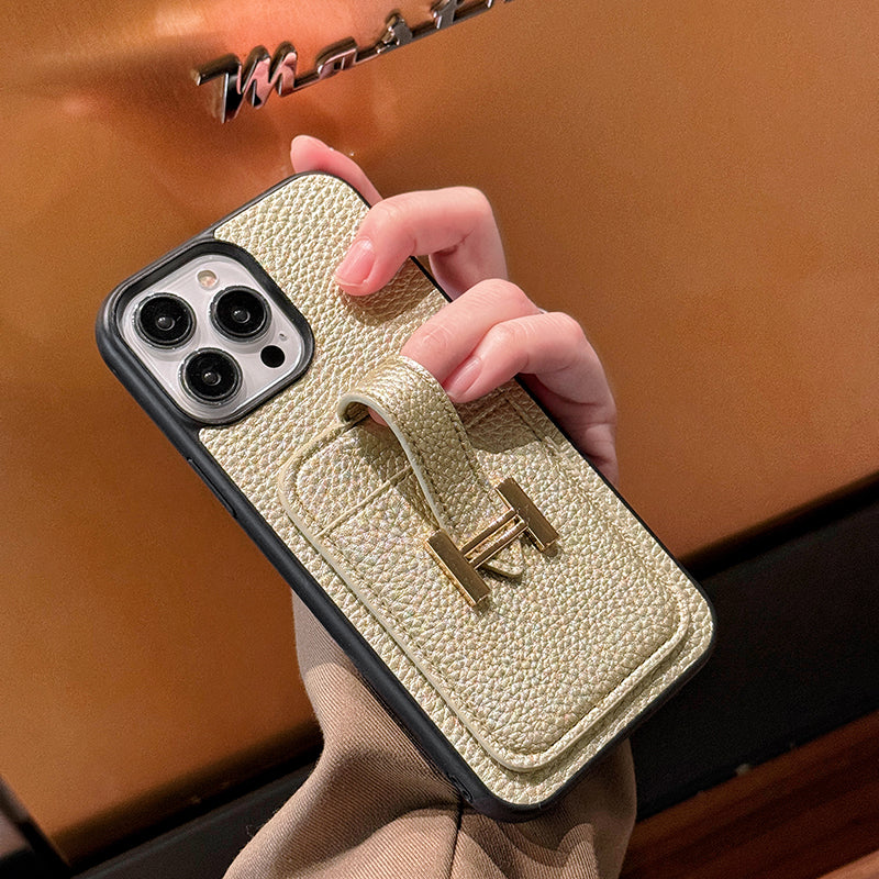 H Cás Iphone Leathar Sealbhóir Cárta