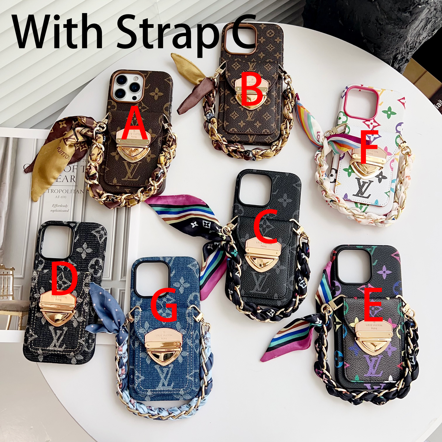 Luksus Crossbody iPhone-etui med kortlomme & Aftagelig strop