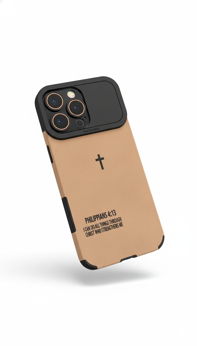 Faith & Strength Engraved iPhone Case – Lion & Prayer Cross Design