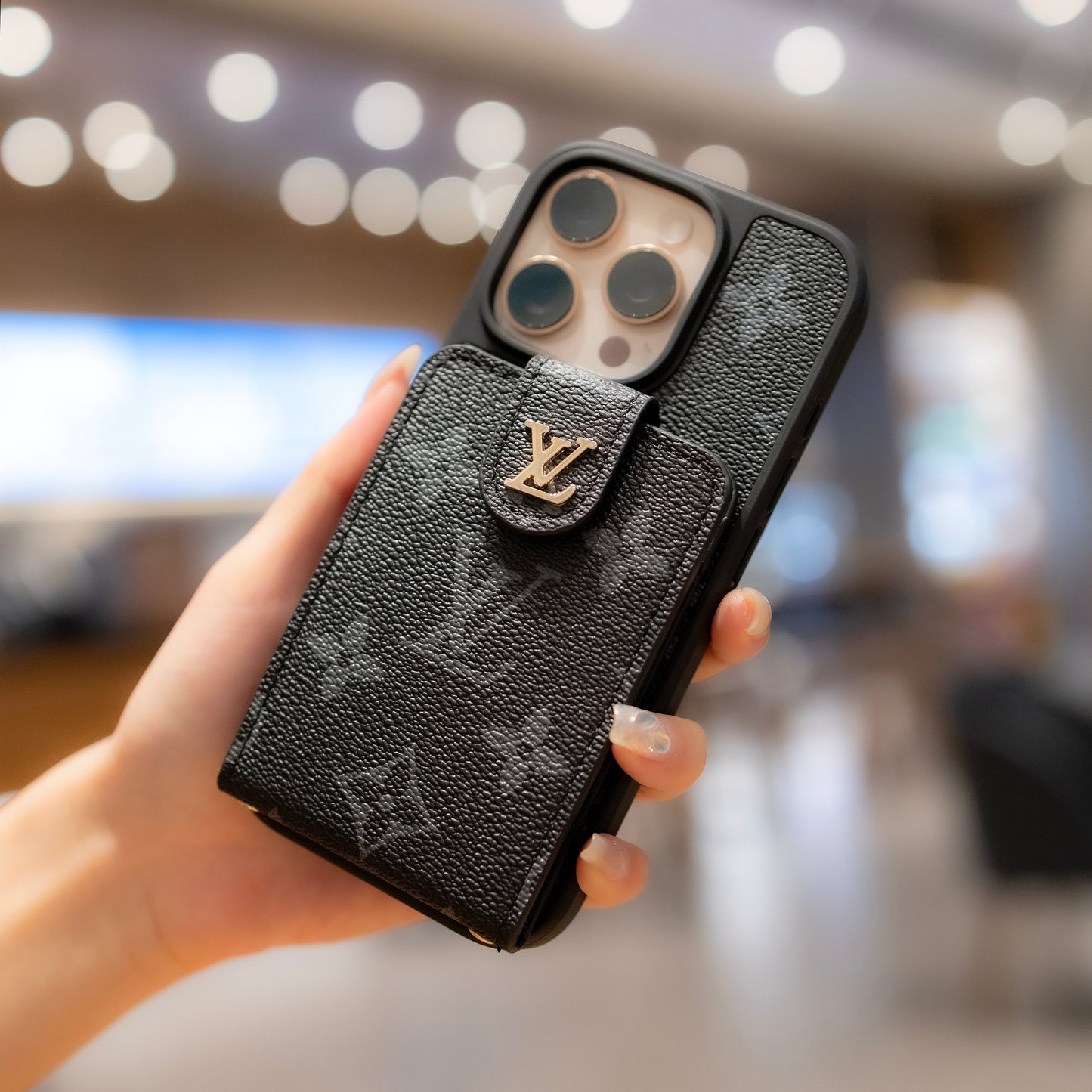 Luksus Crossbody iPhone-deksel med kortholder & stropp
