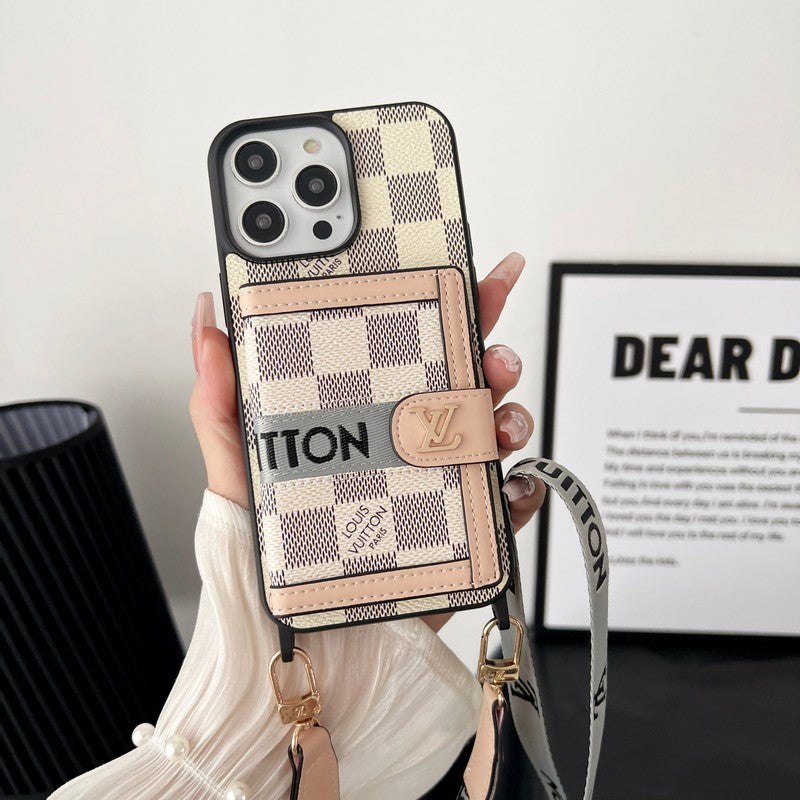 Luxe kaarttasketting zwart & wit iPhone-hoesje