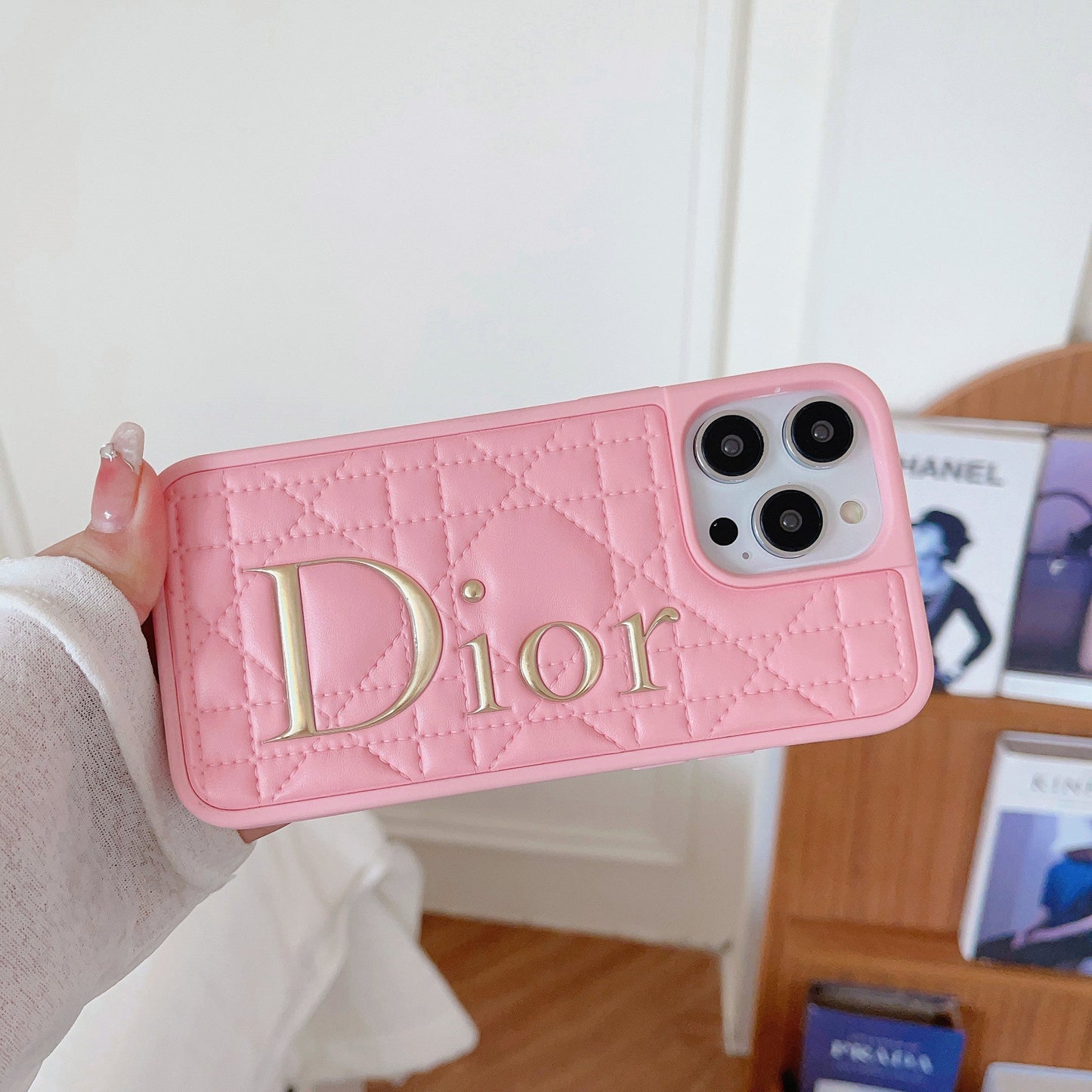 फ़ैशन गोल्ड लोगो चमड़ा iPhone केस