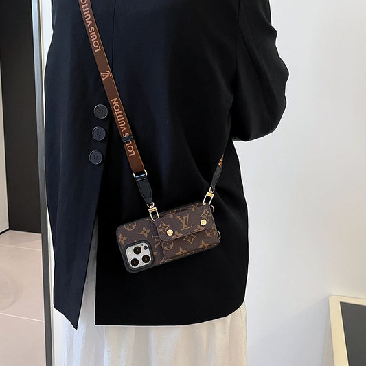 Luxury Card Bag Chain Brown iPhone Case