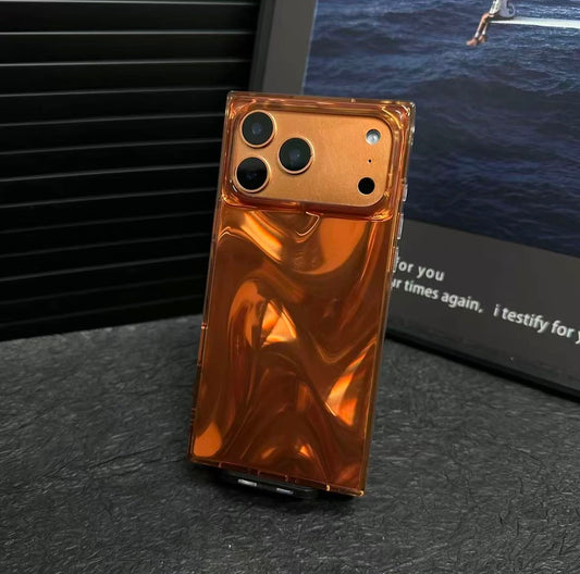 Shiny Satin-Texture Square iPhone Case | Trendy & Protective