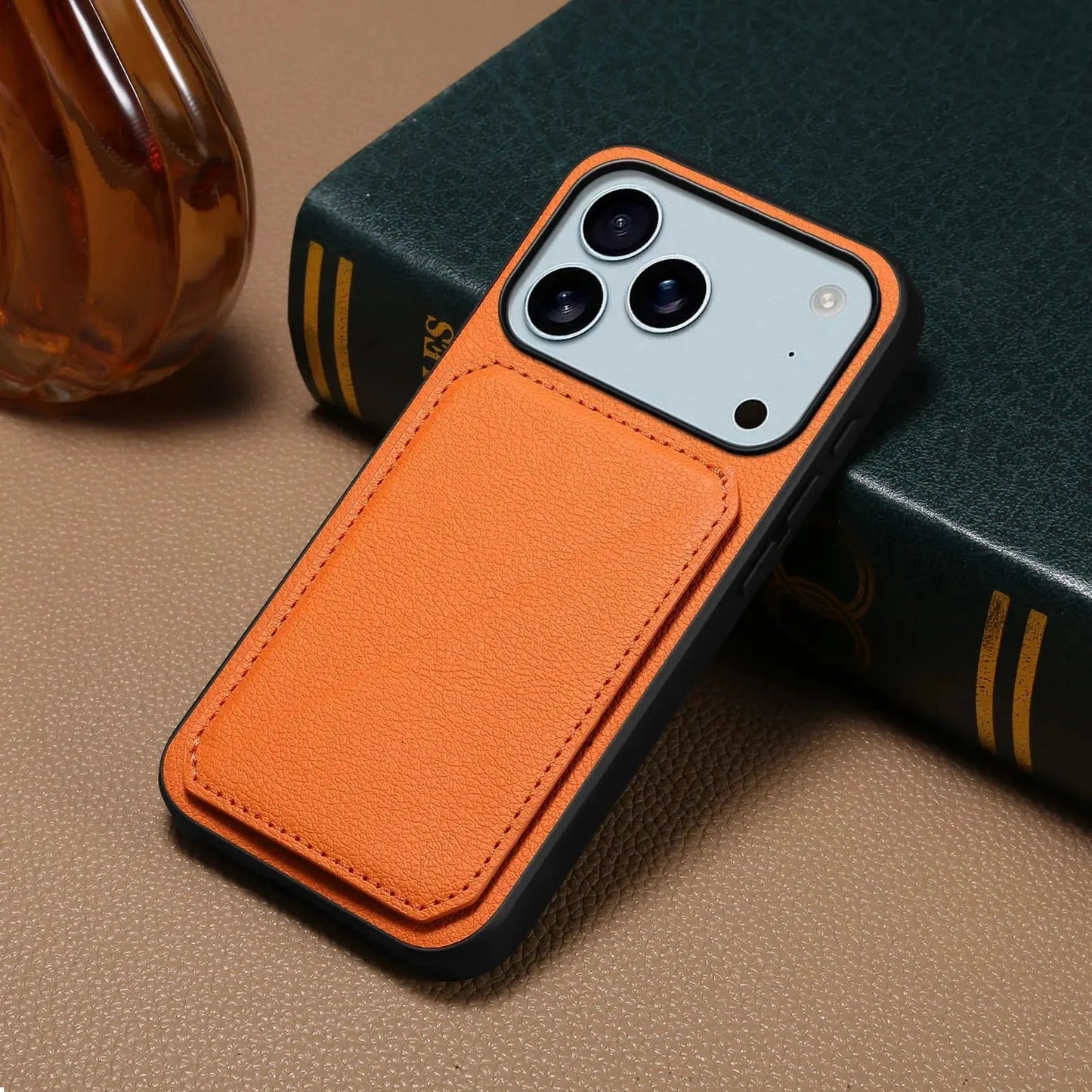 Leather Phone Case Invisible Bracket Card Holder For Cover For iPhone 17/ 16/ 15/ 14