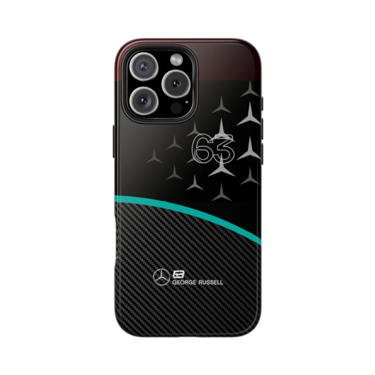The Ultimate Mercedes F1 Russell 63 Carbon Fiber Phone Case for iPhone