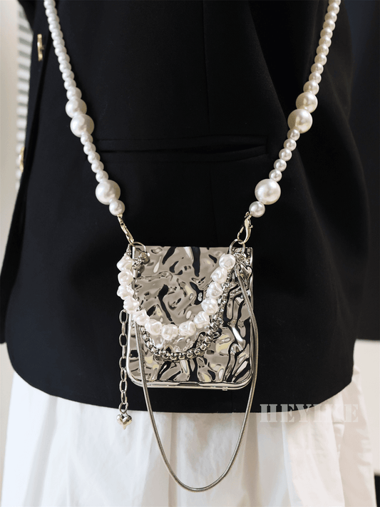 Samsung Aluminum Alloy Textured Pearl Crossbody Galaxy Z Flip 6/5/4/3 Case