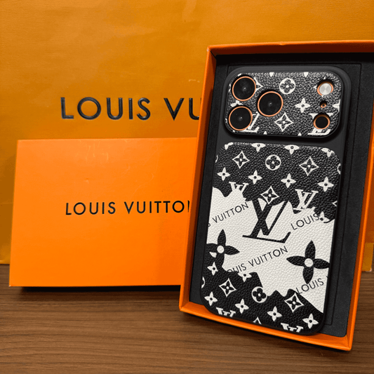 Funda de iPhone de cuero con monograma estilo ilustración