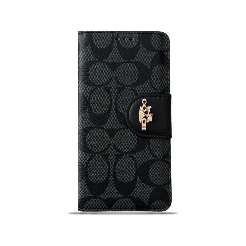 Klasické pouzdro na iPhone kožené flipové pouzdro s držákem karty černé