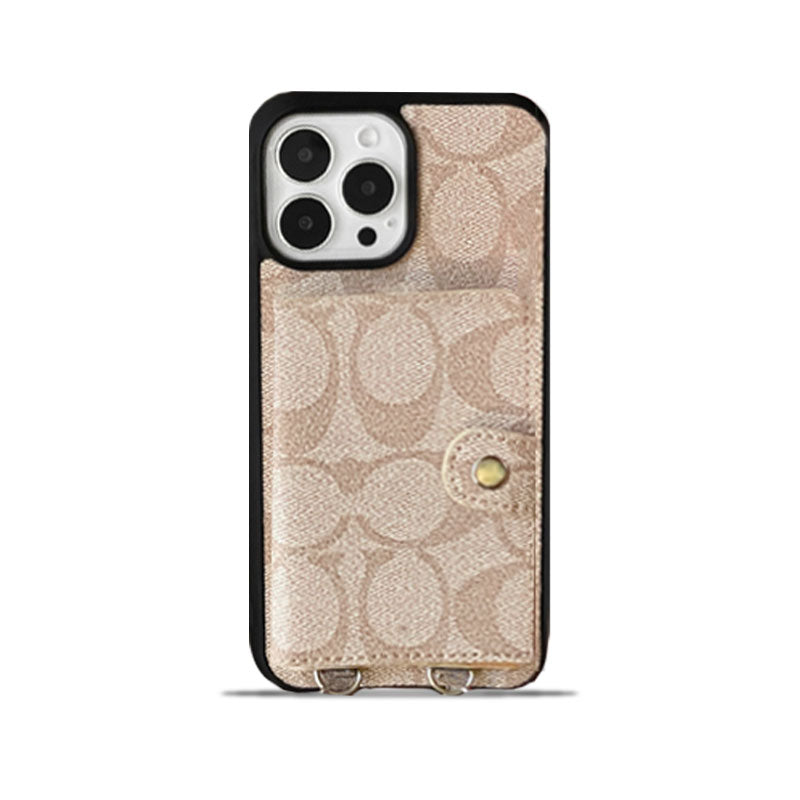 Klasyczne etui na iPhone'a z portfelem i paskiem, białe -SZK240402