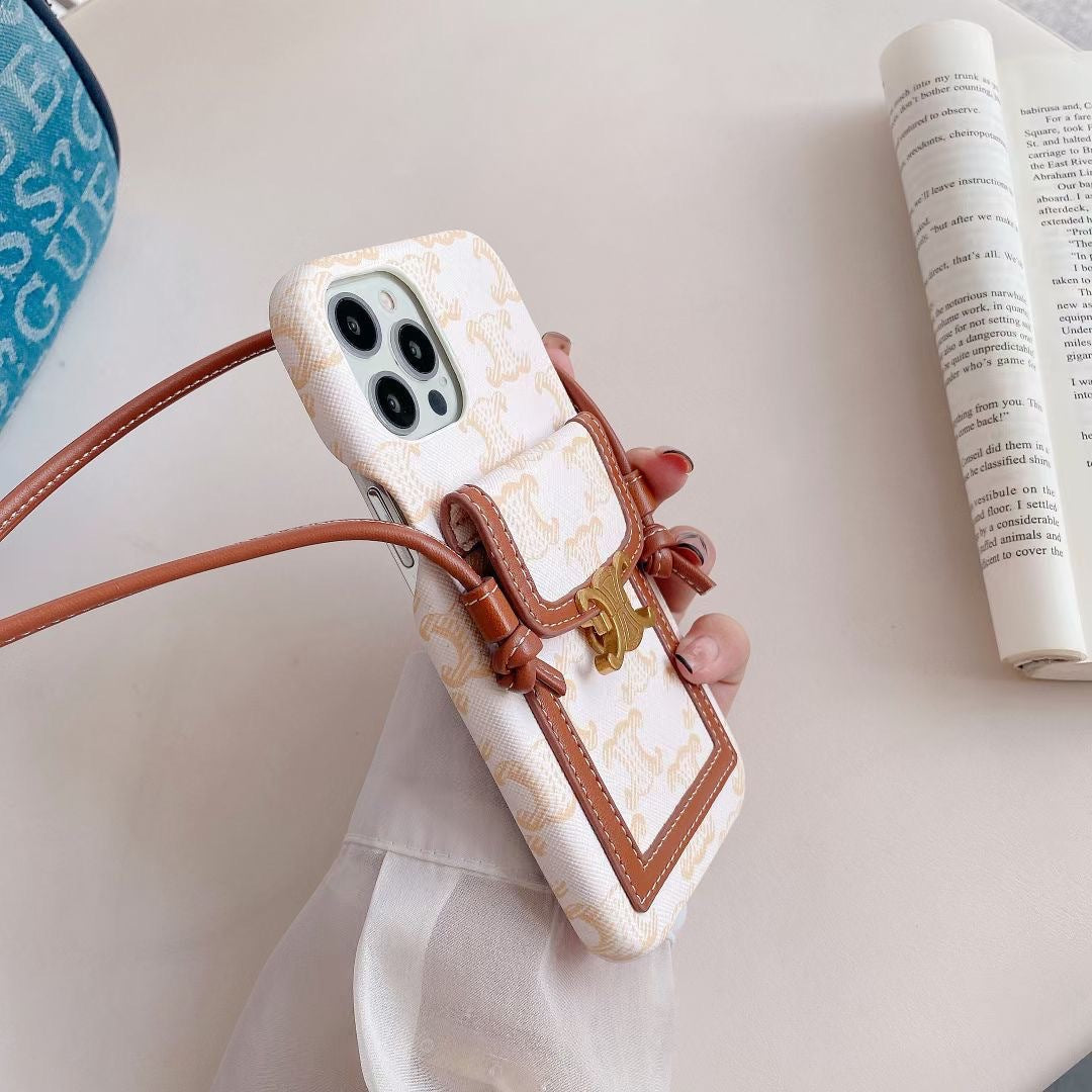 White Celine iPhone-kotelo korttitelineellä -LH240109