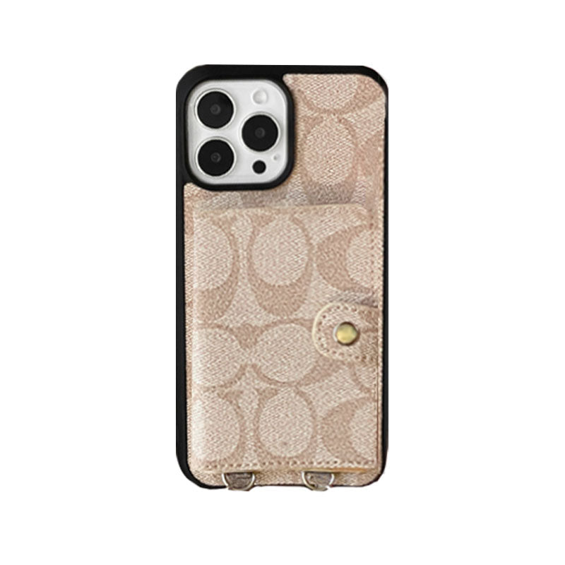 Klasyczne etui na iPhone'a z portfelem i paskiem, białe -SZK240402