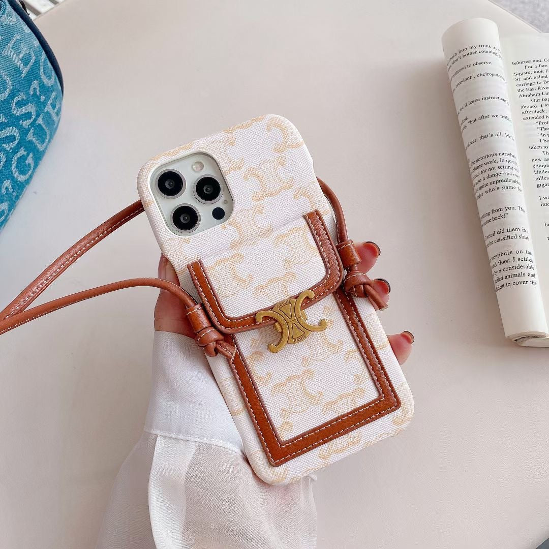 White Celine iPhone-kotelo korttitelineellä -LH240109