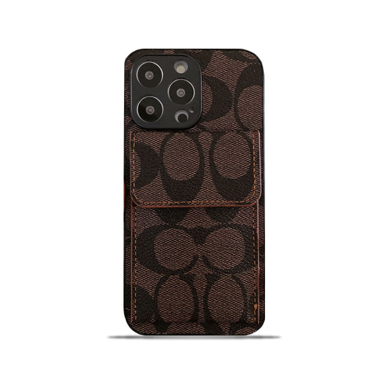 Klassiek iPhone-hoesje met portemonnee Donkerbruin-HP240513