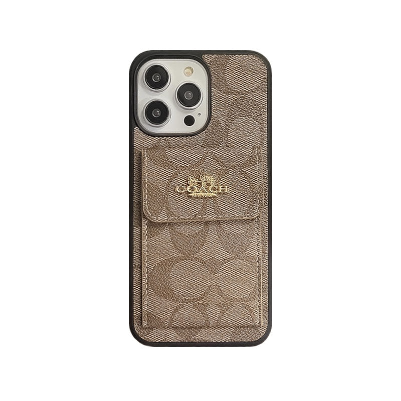 Klasické pouzdro na iPhone s držákem na kartu Peněženka Coffee -SZK240425