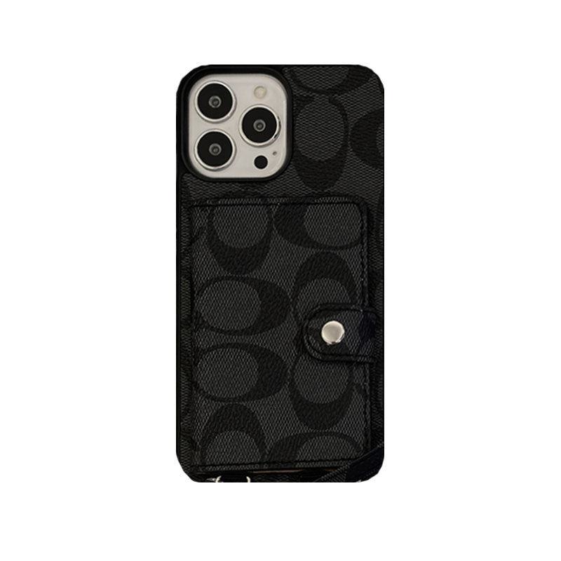 Klasyczne etui na iPhone'a z portfelem i paskiem, białe -SZK240402