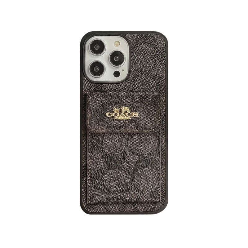 Klasické pouzdro na iPhone s držákem na kartu Peněženka Coffee -SZK240425