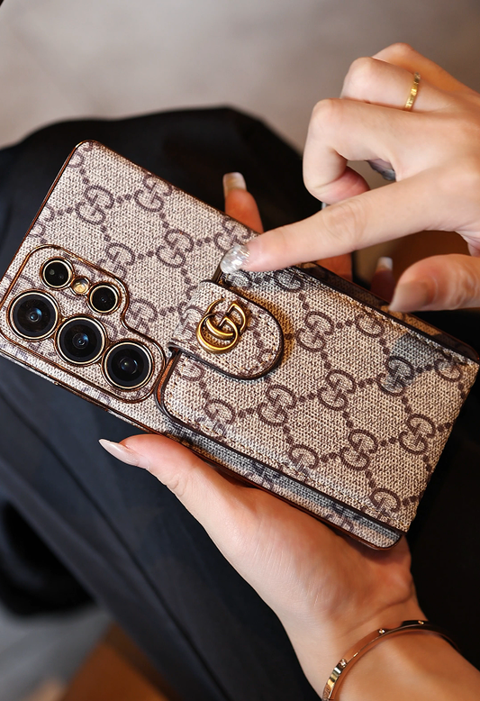 Advanced Leather Samsung Phone Case with Wallet and Strap.