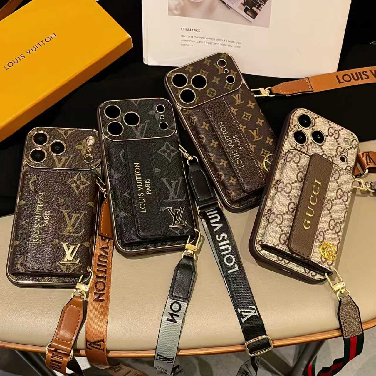 Luxury Stylish iPhone Case with Card Holder & Strap