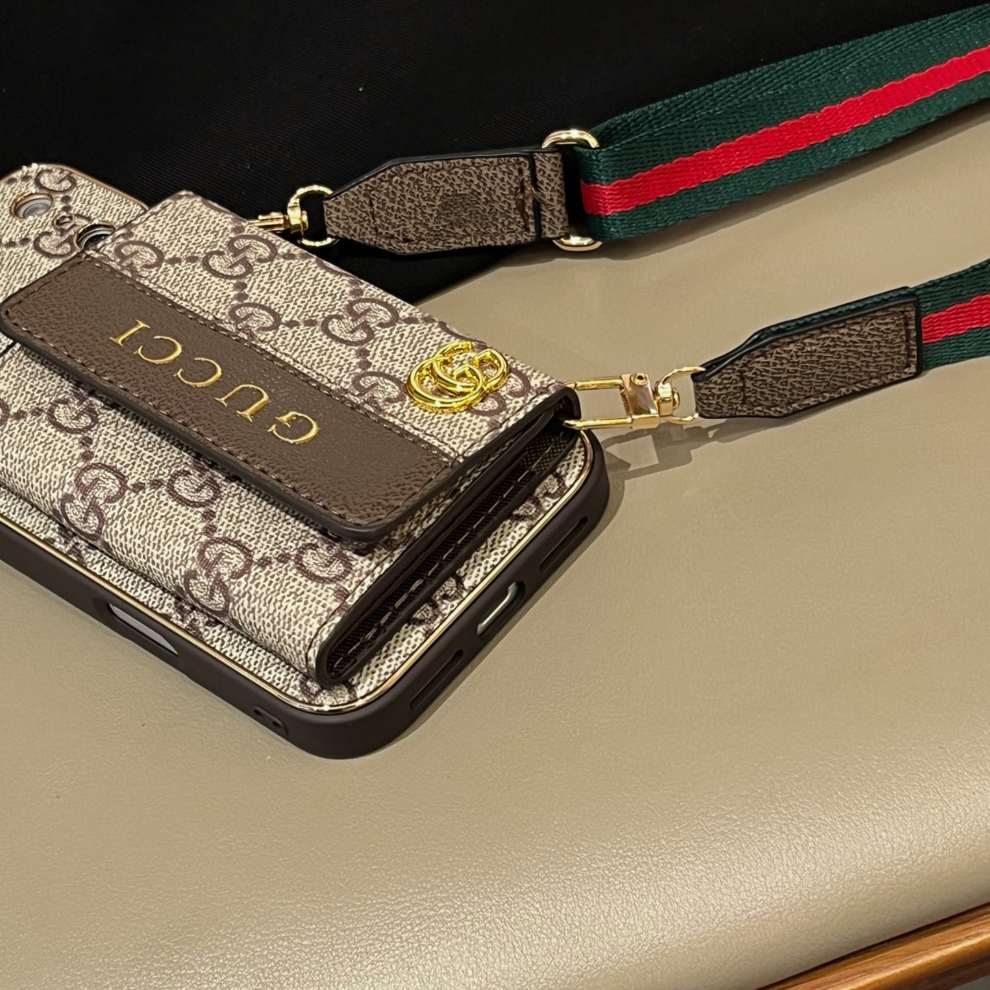 Luxury Stylish iPhone Case with Card Holder & Strap