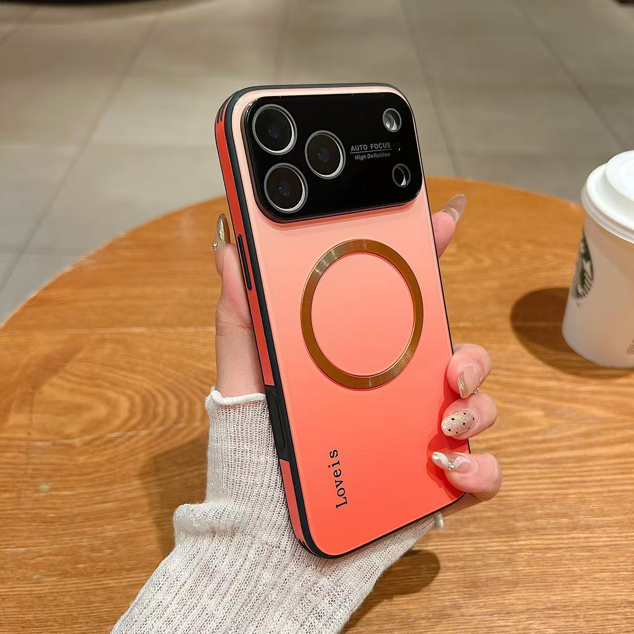 MagSafe 자석 그라데이션 휴대폰 케이스(렌즈 보호 포함)
