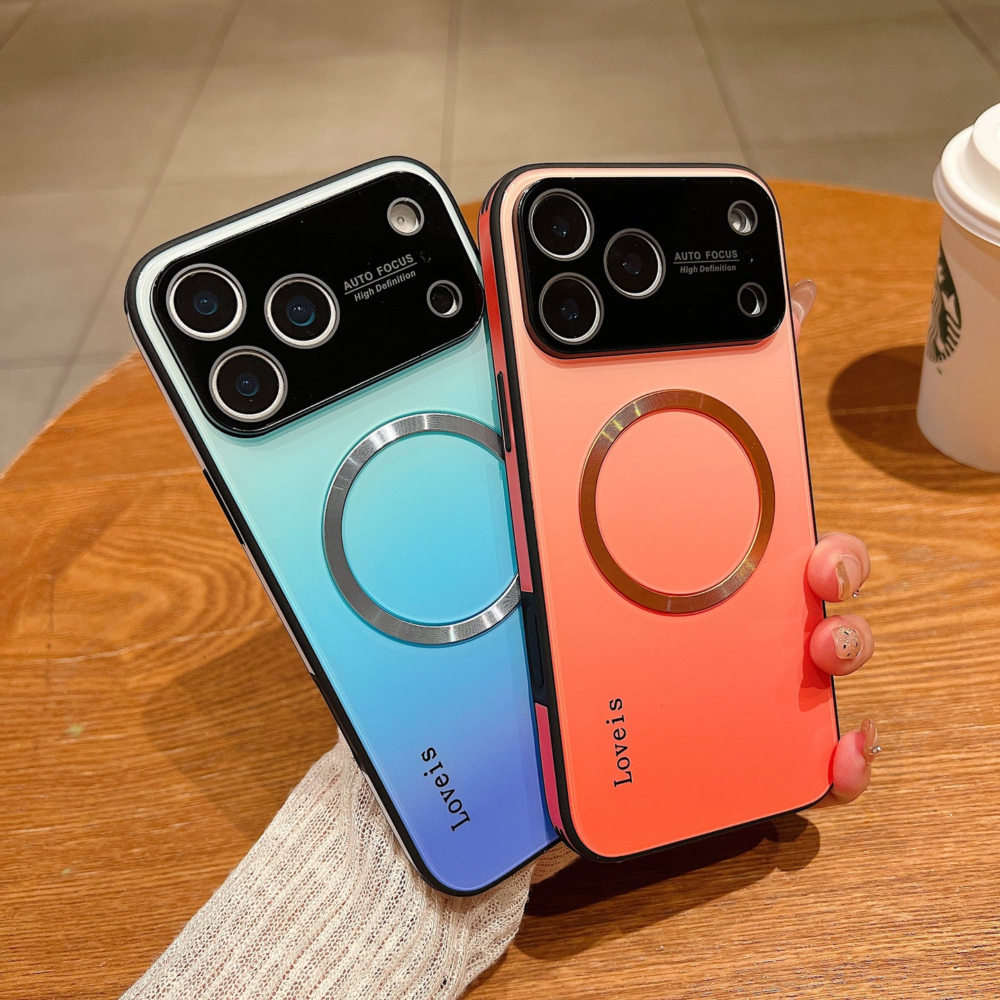 MagSafe 자석 그라데이션 휴대폰 케이스(렌즈 보호 포함)