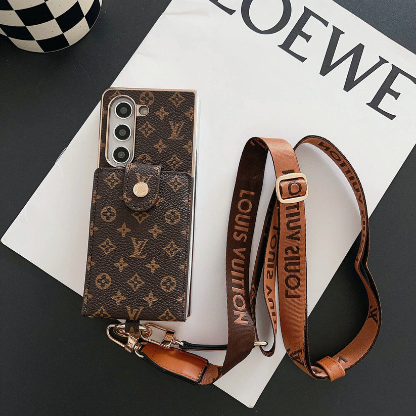 LUXUSNÍ ELEKTROPLATÍCÍ MONOGRAMOVÝ DRŽÁK KARTY CROSSBODY SAMSUNG Z FOLD POUZDRO