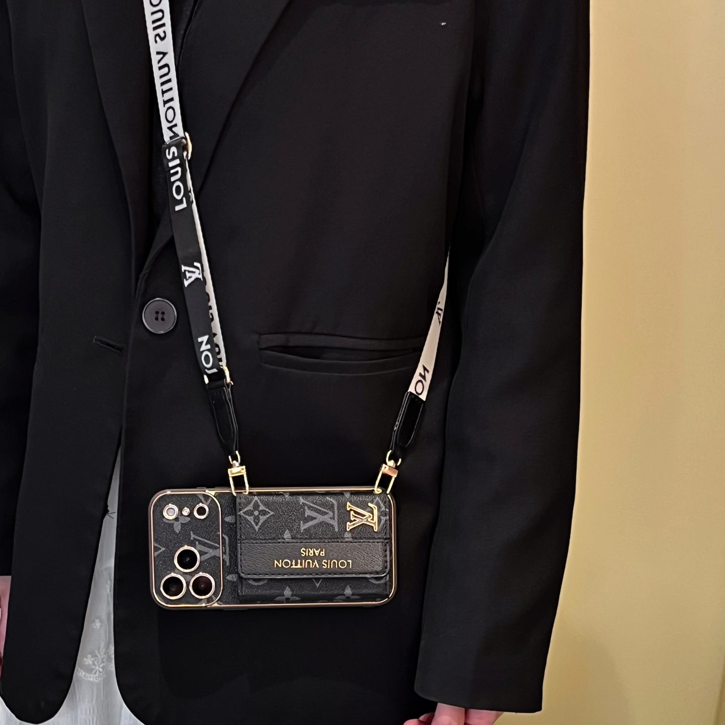 Luxury Stylish iPhone Case with Card Holder & Strap