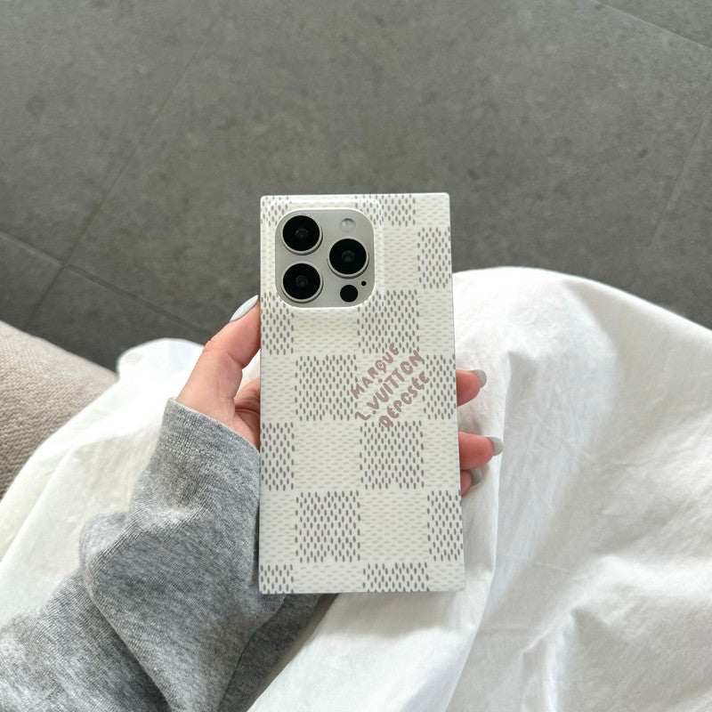 Étui pour iPhone carré de luxe noir<lAMP>blanc