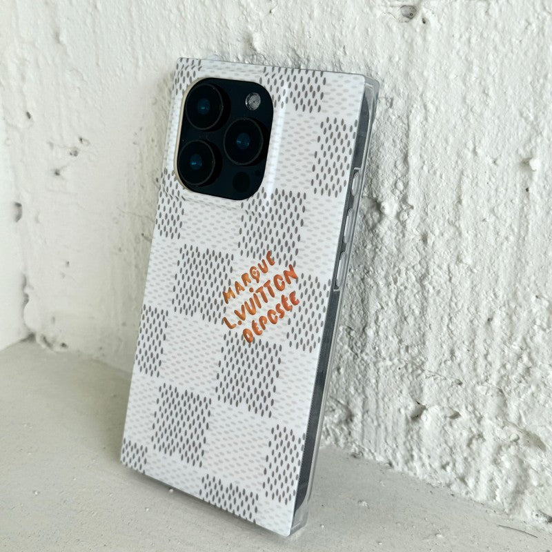 Étui pour iPhone carré de luxe noir<lAMP>blanc