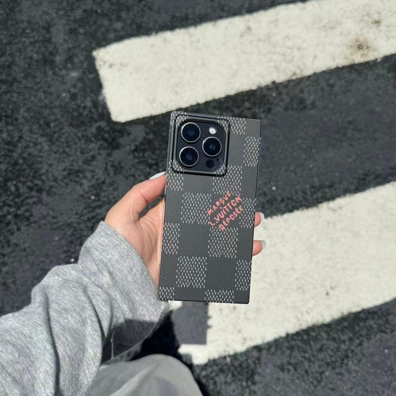 Étui pour iPhone carré de luxe noir<lAMP>blanc