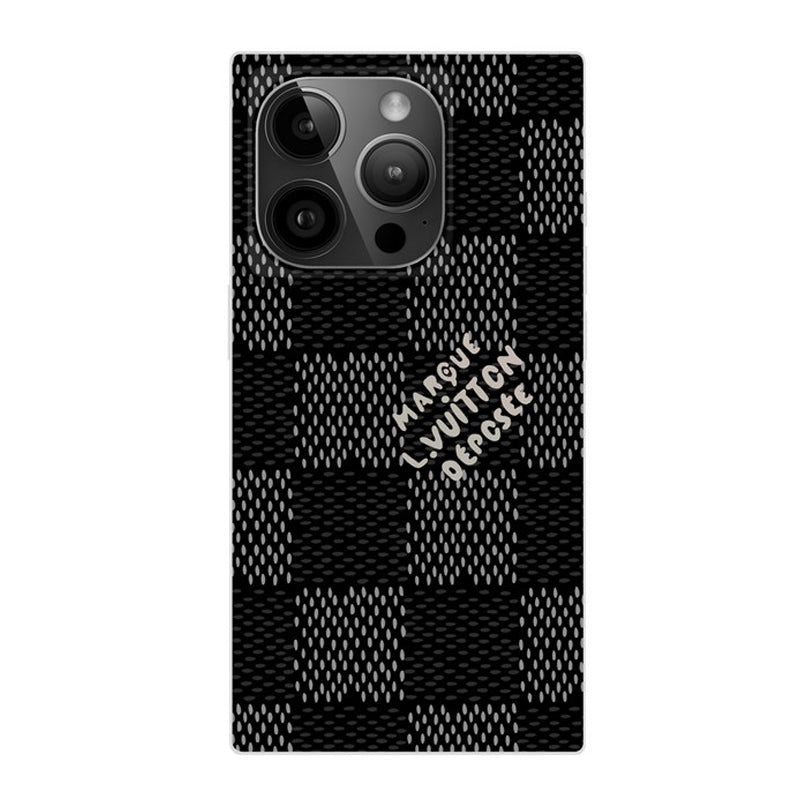 Étui pour iPhone carré de luxe noir<lAMP>blanc