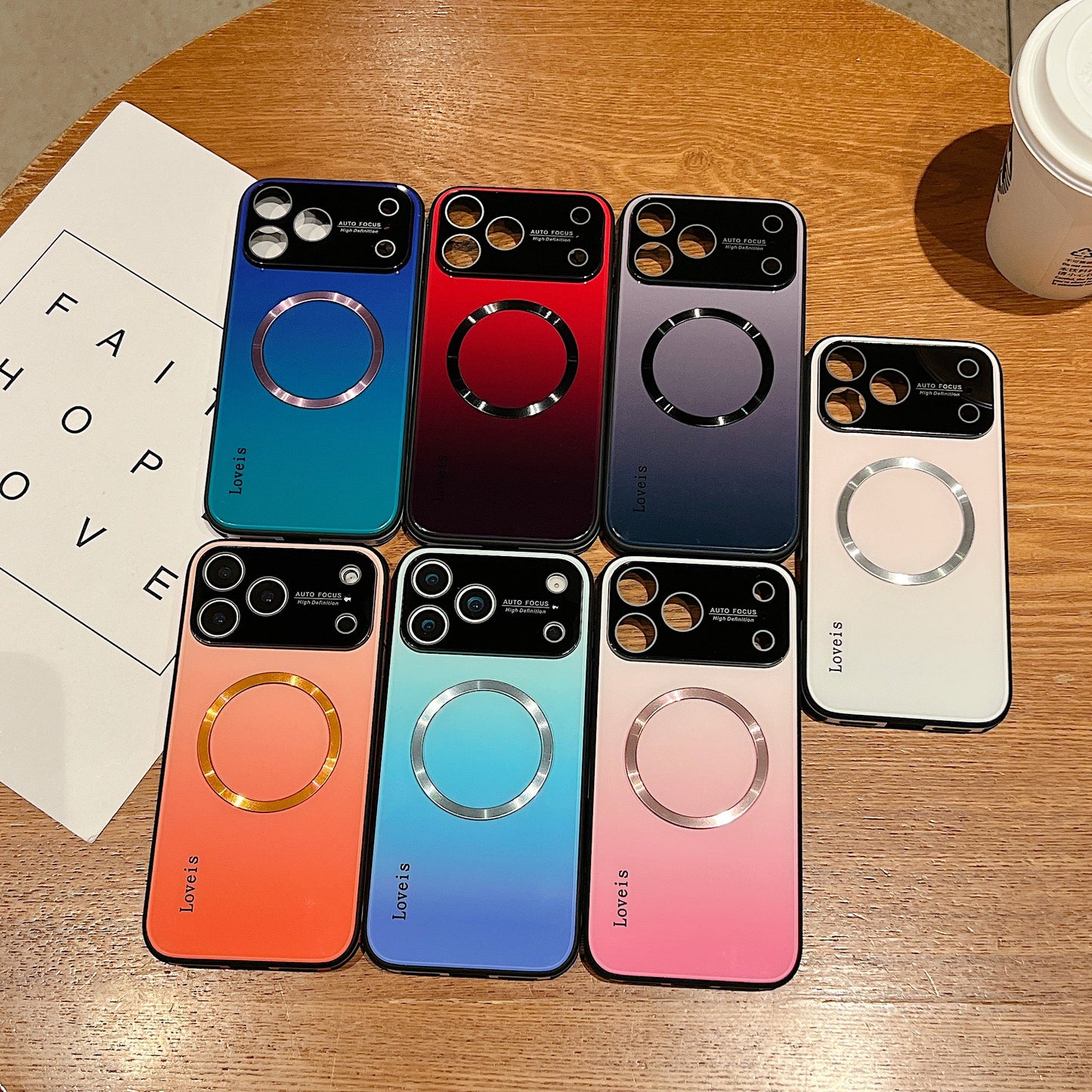 MagSafe 자석 그라데이션 휴대폰 케이스(렌즈 보호 포함)