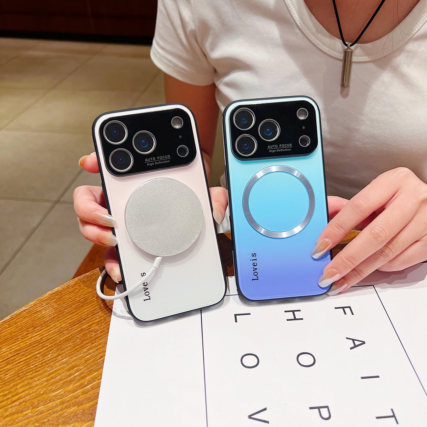 MagSafe 자석 그라데이션 휴대폰 케이스(렌즈 보호 포함)