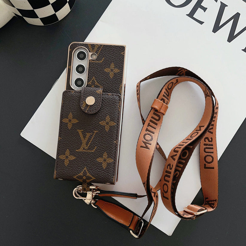 LUXUSNÍ ELEKTROPLATÍCÍ MONOGRAMOVÝ DRŽÁK KARTY CROSSBODY SAMSUNG Z FOLD POUZDRO