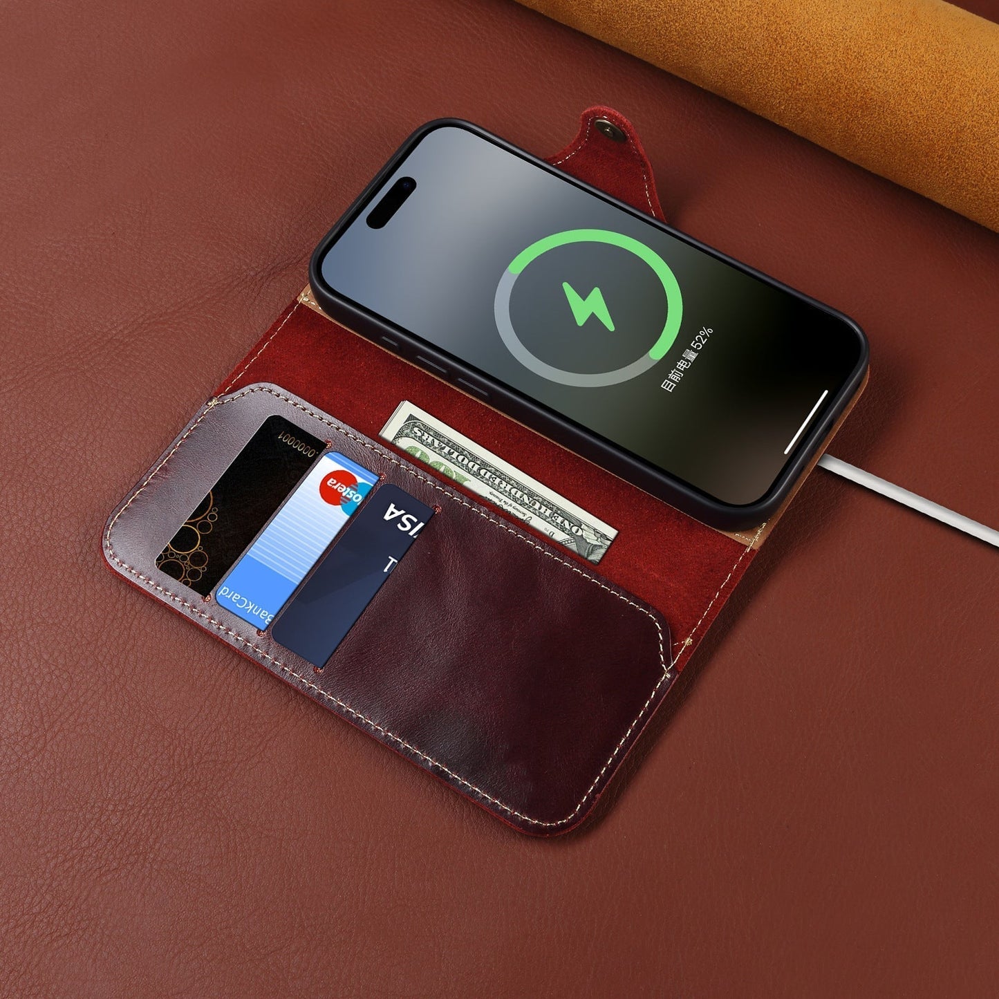 Flipové pouzdro z pravé kůže pro iPhone