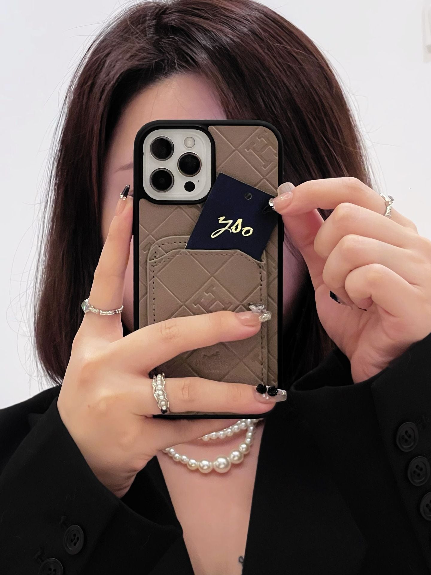 H kožni držač za kartice iPhone Case