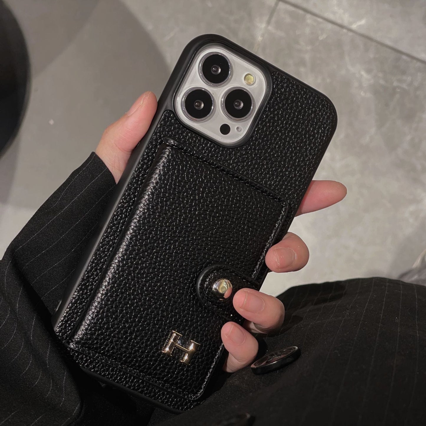 Custodia per iPhone porta carte in pelle H