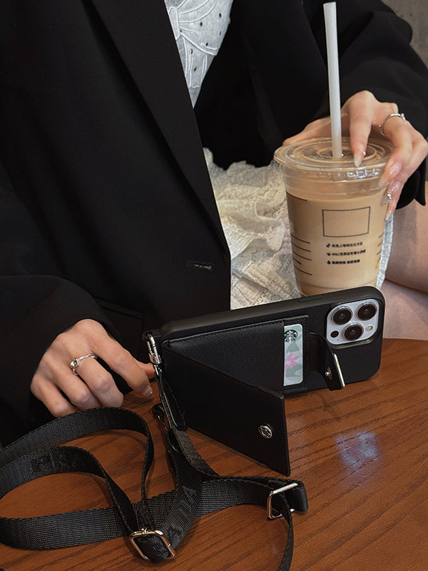 Luxusní crossbody kožené pouzdro na iPhone