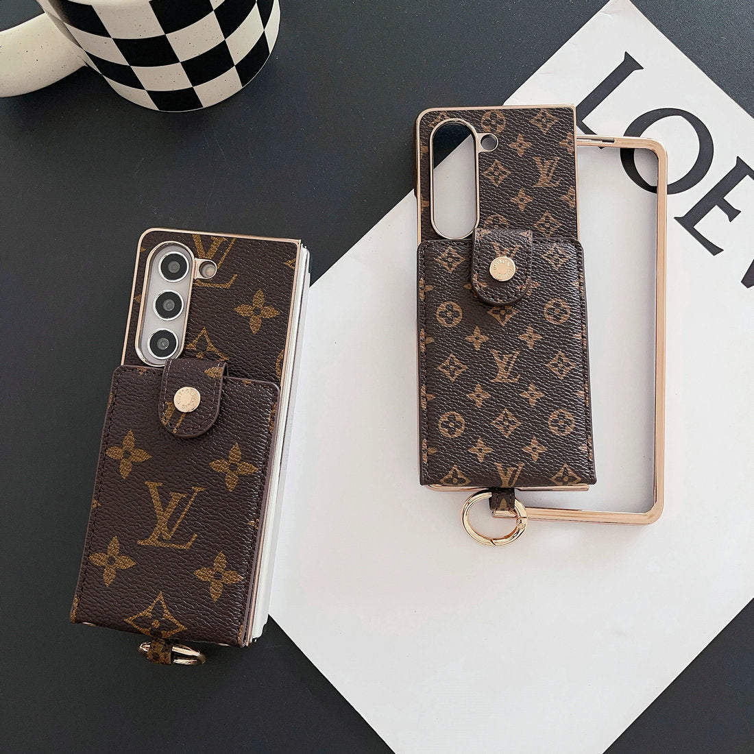 LUXUSNÍ ELEKTROPLATÍCÍ MONOGRAMOVÝ DRŽÁK KARTY CROSSBODY SAMSUNG Z FOLD POUZDRO