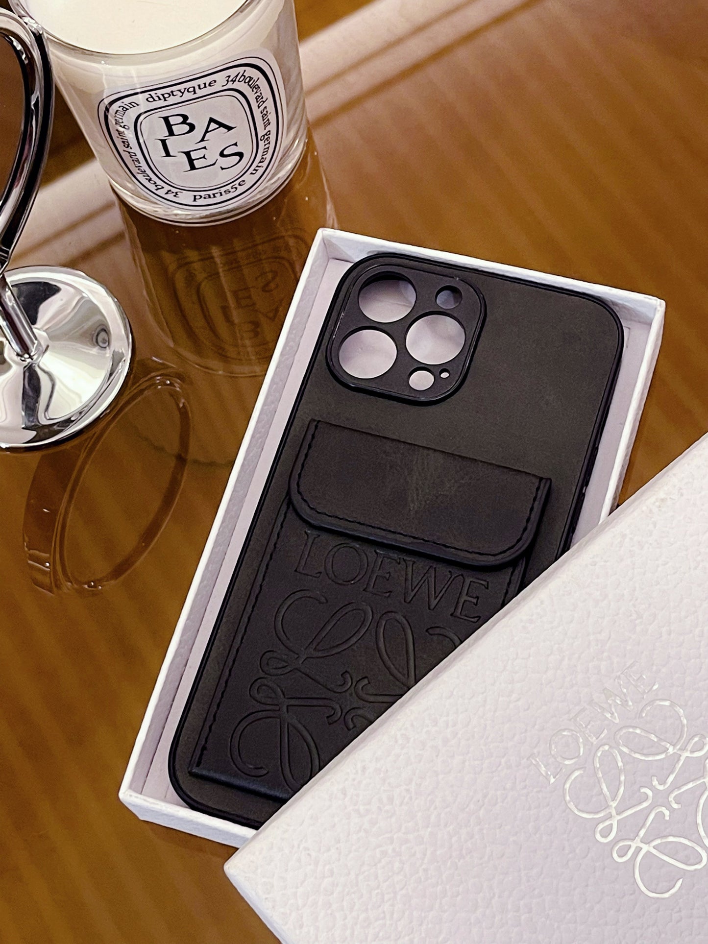 Luxusní pouzdro na iPhone s držákem karty černé-LZP241448