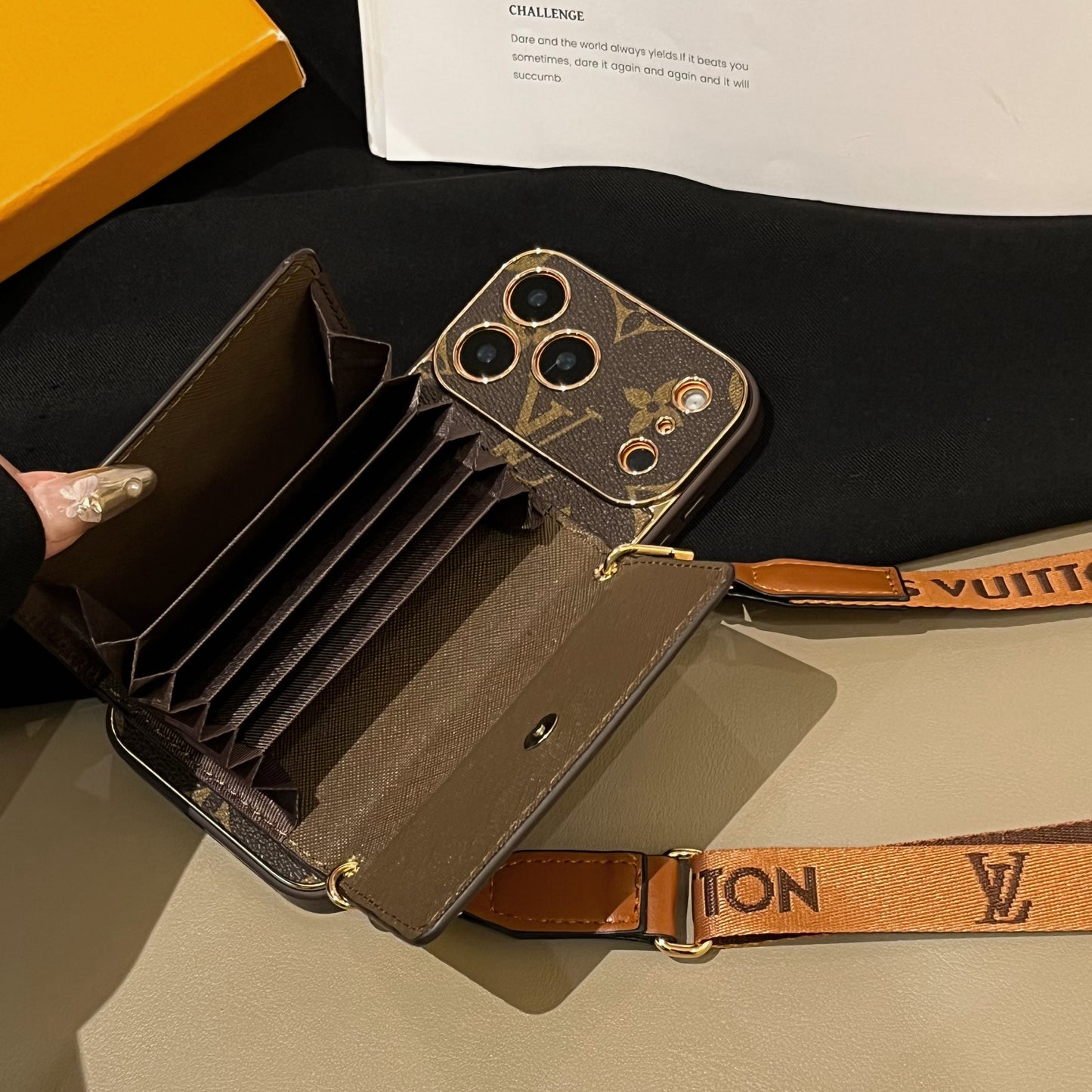 Luxury Stylish iPhone Case with Card Holder & Strap