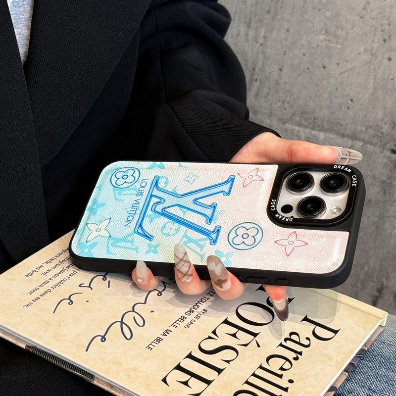 Ylellinen sininen nahkainen iPhone-kotelo