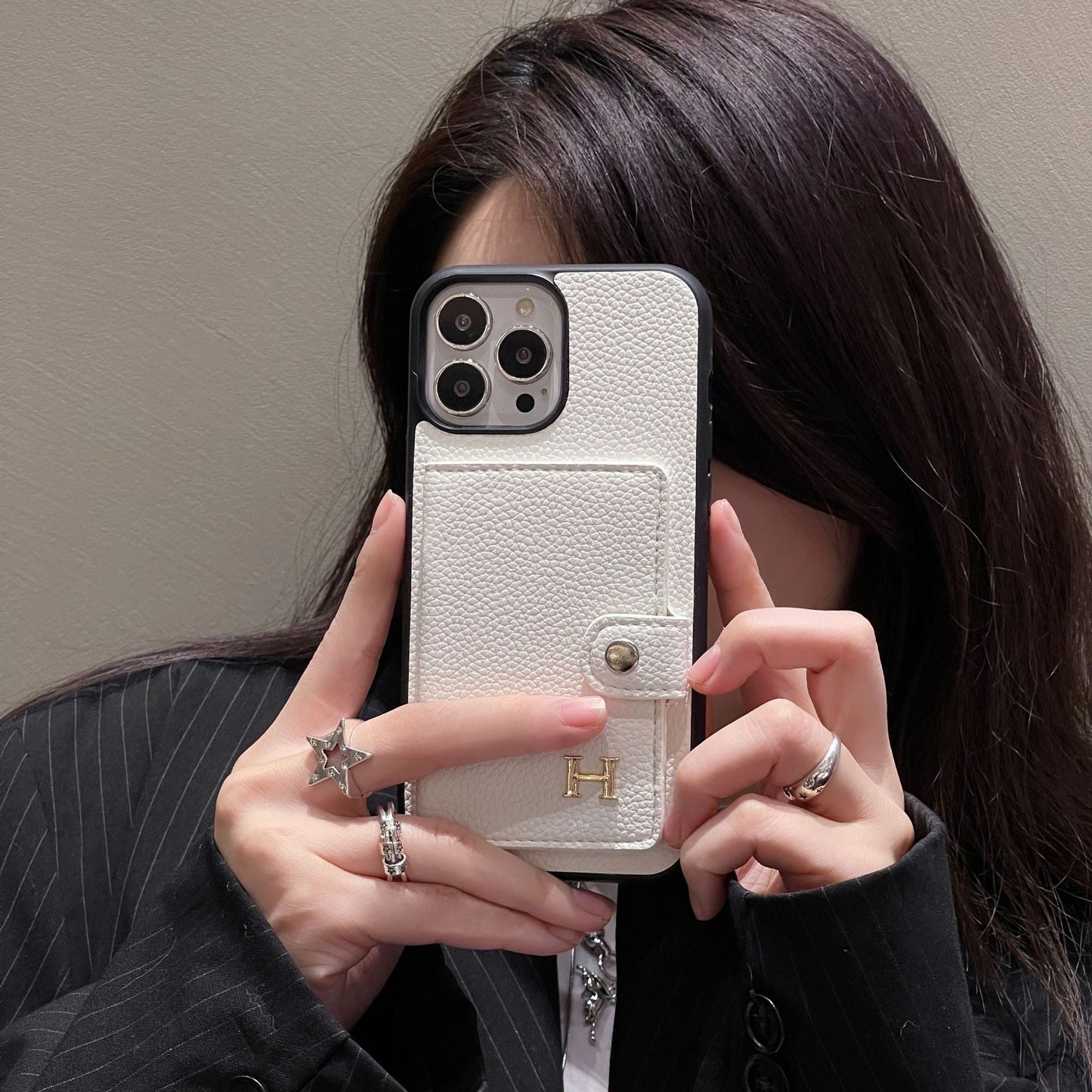 Custodia per iPhone porta carte in pelle H