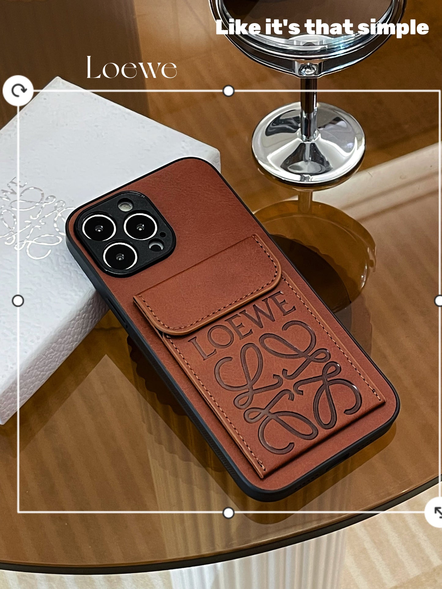 카드 홀더가 있는 고급 iPhone 케이스 Brown-LZP241448
