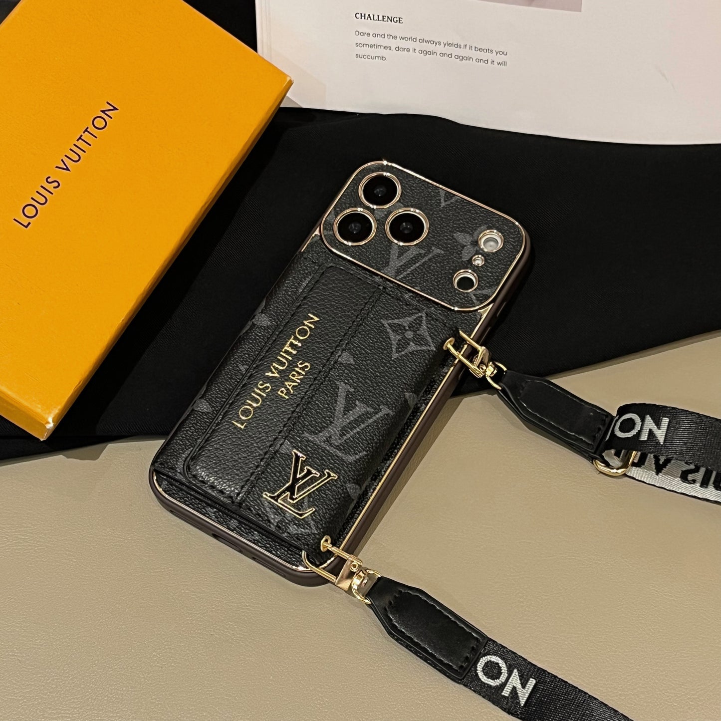 Luxury Stylish iPhone Case with Card Holder & Strap