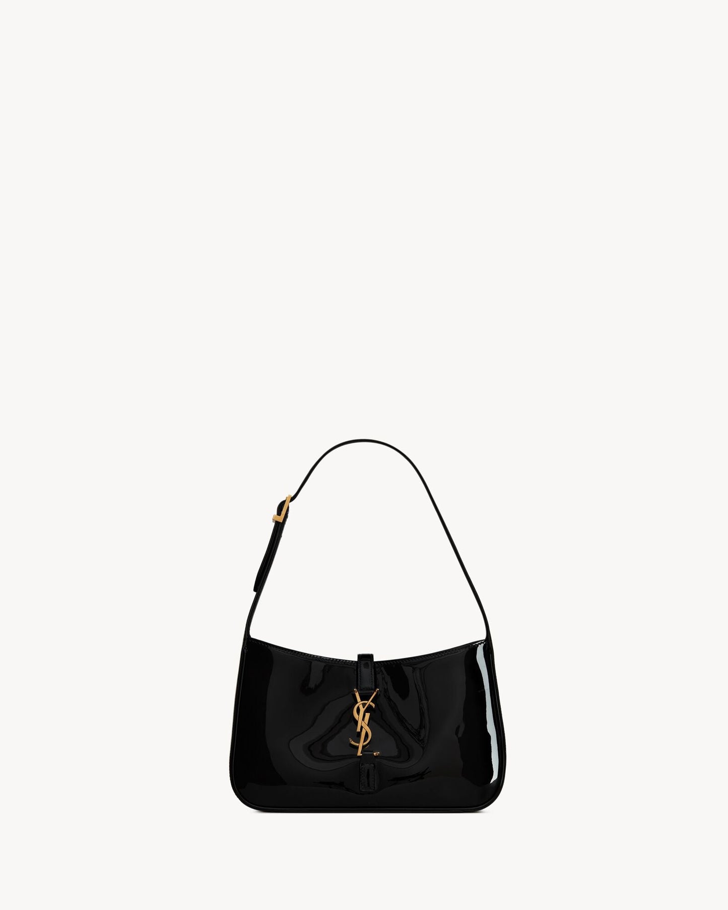 Saint Laurent Le 5 à 7 Lakovaná kůže Hobo – Burgundská elegance