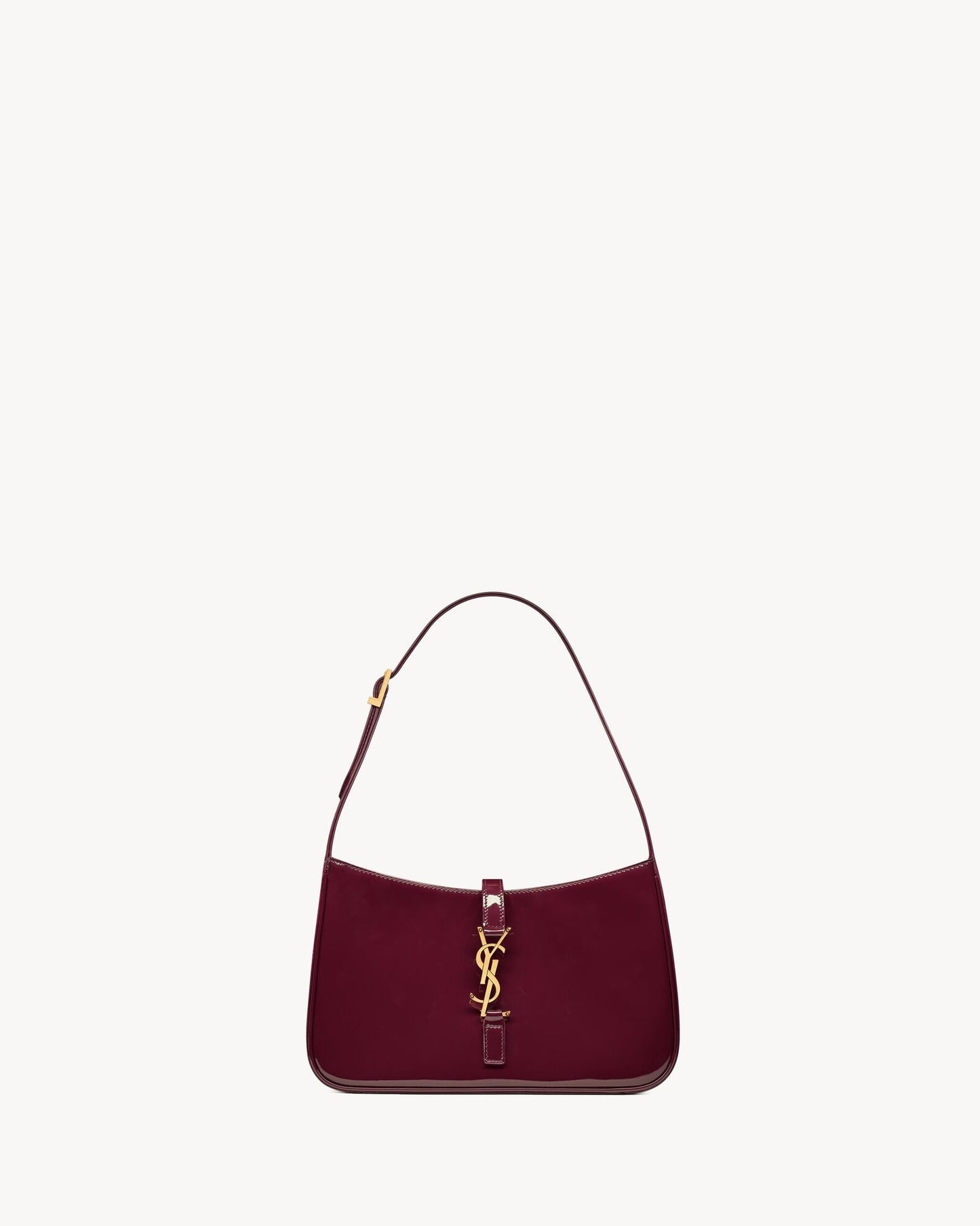 Saint Laurent Le 5 à 7 Lakovaná kůže Hobo – Burgundská elegance