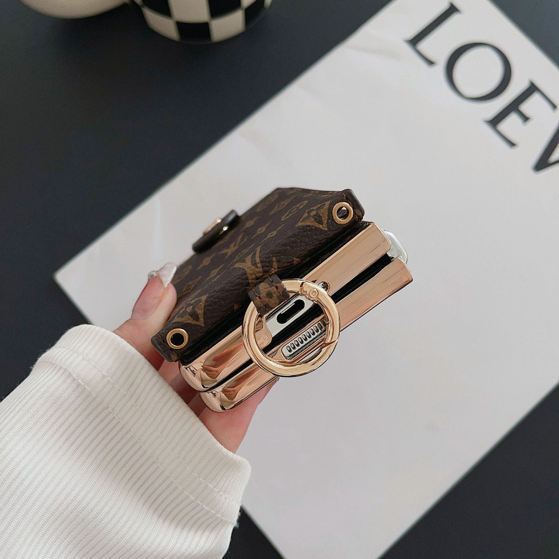 LUXUSNÍ ELEKTROPLATÍCÍ MONOGRAMOVÝ DRŽÁK KARTY CROSSBODY SAMSUNG Z FOLD POUZDRO